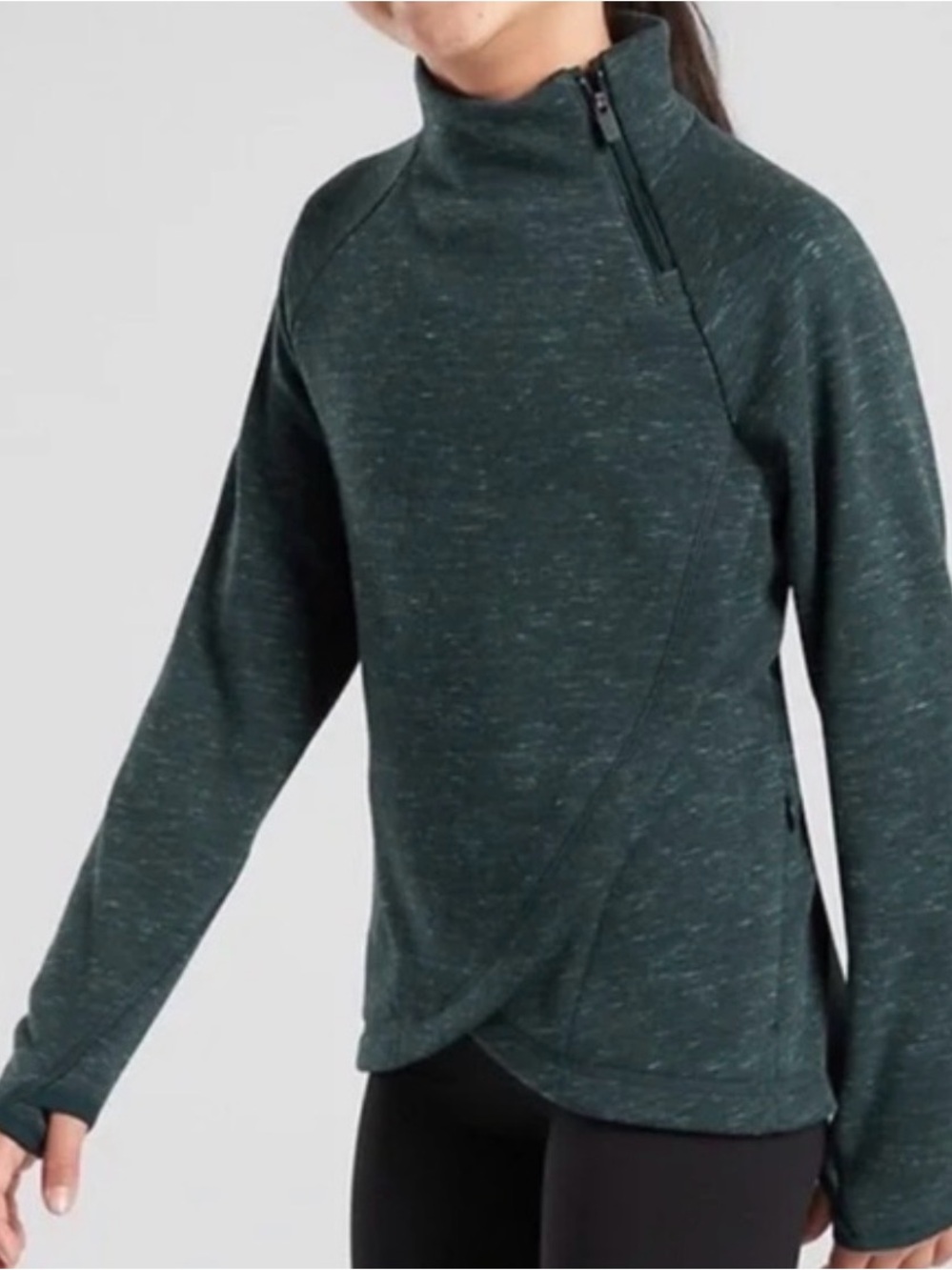 Athleta Girl Karma Wrap 2.0 XL 14 Cozy Fleece Wrap Pullover Abyss Heather